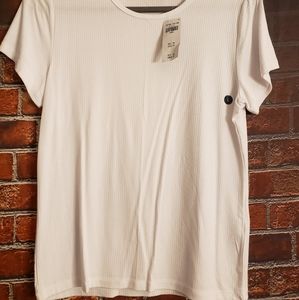 A&F Short Sleeve White Ribbed T-Shirt ~ L ~ NWT